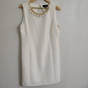 Ronni Nicole Evenings Sheath Dress White Gold Removable Necklace 14